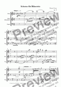 page one of Scherzo - for Wind Trio, op. 4