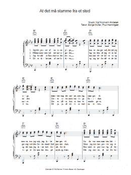 page one of At Det Ma Stamme Fra Et Sted (Piano, Vocal & Guitar Chords)