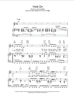 page one of Hold On (Piano, Vocal & Guitar Chords)