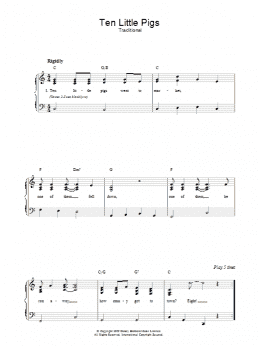 page one of Ten Little Pigs (Easy Piano)