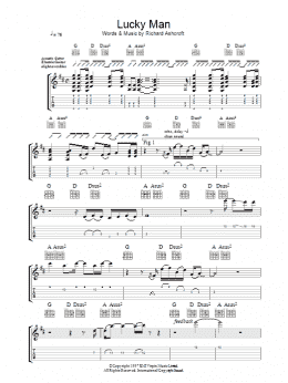 page one of Lucky Man (Guitar Tab)