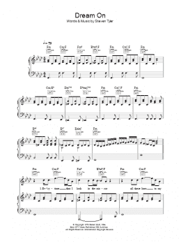 page one of Dream On (Piano, Vocal & Guitar Chords)