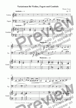 page one of Variations for Violin, Bassoon and Harpsichord, op. 13