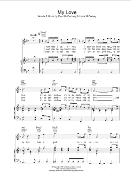 page one of My Love (Piano, Vocal & Guitar Chords)