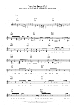 page one of You're Beautiful (Lead Sheet / Fake Book)