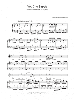 page one of Voi Che Sapete (from The Marriage Of Figaro) (Piano, Vocal & Guitar Chords)