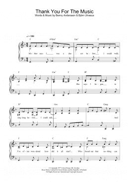 page one of Thank You For The Music (Easy Piano)