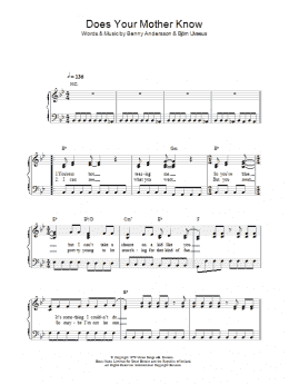 page one of Does Your Mother Know (Piano, Vocal & Guitar Chords)