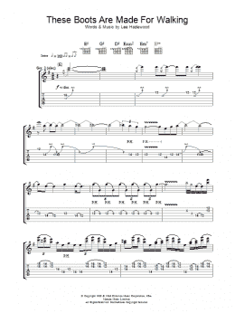 page one of These Boots Are Made For Walking (Guitar Tab)