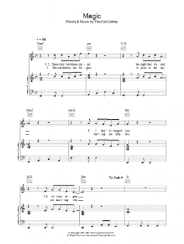 page one of Magic (Piano, Vocal & Guitar Chords)