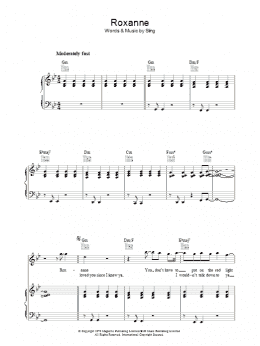 page one of Roxanne (Piano, Vocal & Guitar Chords)