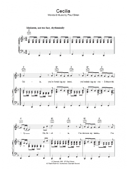 page one of Cecilia (Piano, Vocal & Guitar Chords)