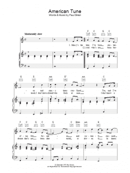 page one of American Tune (Piano, Vocal & Guitar Chords)