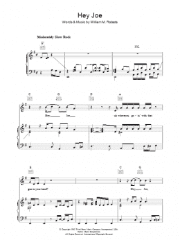 page one of Hey Joe (Piano, Vocal & Guitar Chords)