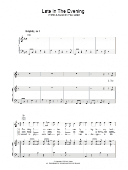 page one of Late In The Evening (Piano, Vocal & Guitar Chords)