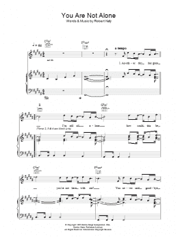 page one of You Are Not Alone (Piano, Vocal & Guitar Chords (Right-Hand Melody))