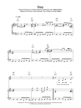 page one of Stop (Piano, Vocal & Guitar Chords)