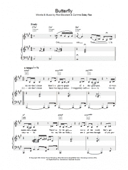 page one of Butterfly (Piano, Vocal & Guitar Chords)