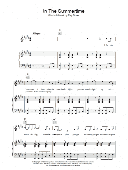 page one of In The Summertime (Piano, Vocal & Guitar Chords)