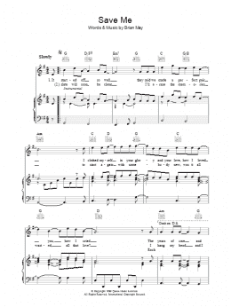 page one of Save Me (Piano, Vocal & Guitar Chords)