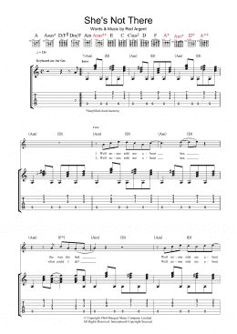 page one of She's Not There (Guitar Tab)