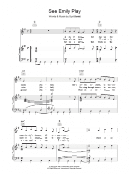 page one of See Emily Play (Piano, Vocal & Guitar Chords)