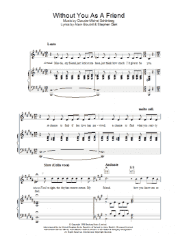 page one of Without You As A Friend (from Martin Guerre) (Piano, Vocal & Guitar Chords)