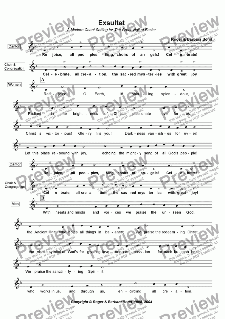 Exsultet A Contemporary Easter Proclamation Sheet Music Pdf File