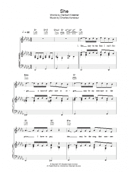 page one of She (Piano, Vocal & Guitar Chords)