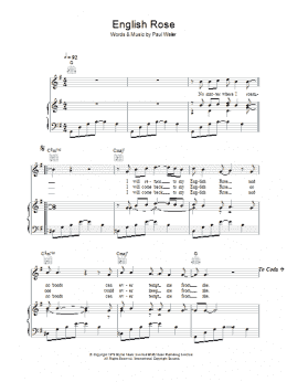 page one of English Rose (Piano, Vocal & Guitar Chords)