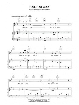 page one of Red, Red Wine (Piano, Vocal & Guitar Chords)