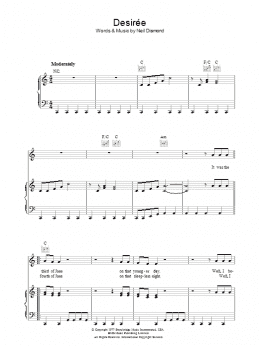 page one of Desiree (Piano, Vocal & Guitar Chords)