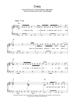 page one of Crazy (Easy Piano)