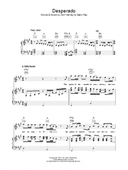 page one of Desperado (Part II) (Piano, Vocal & Guitar Chords)