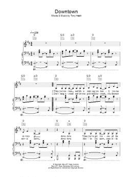 page one of Downtown (Piano, Vocal & Guitar Chords)