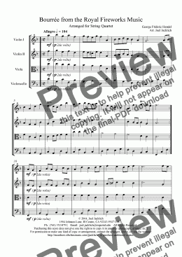 page one of Royal Fireworks Music, Bourrée