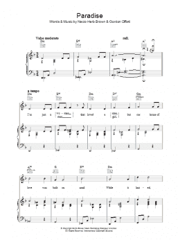 page one of Paradise (Piano, Vocal & Guitar Chords)