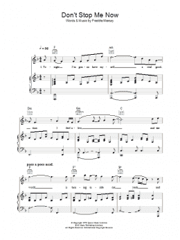 page one of Don't Stop Me Now (Piano, Vocal & Guitar Chords)