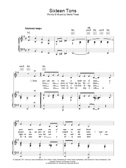 page one of Sixteen Tons (Piano, Vocal & Guitar Chords)