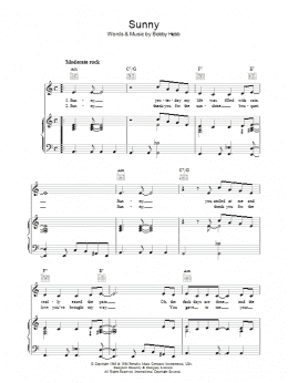 page one of Sunny (Piano, Vocal & Guitar Chords (Right-Hand Melody))