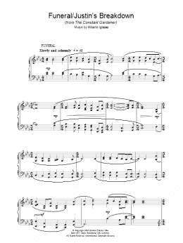 page one of Funeral/Justin's Breakdown (from The Constant Gardener) (Piano Solo)