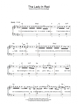 page one of The Lady In Red (Piano, Vocal & Guitar Chords)