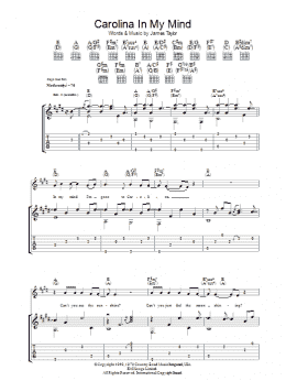 page one of Carolina In My Mind (Guitar Tab)