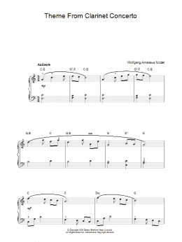 page one of Slow Movement Theme from Clarinet Concerto (Piano, Vocal & Guitar Chords)