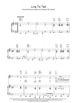 page one of Live To Tell (Piano, Vocal & Guitar Chords)