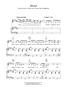 page one of Shout (Piano, Vocal & Guitar Chords)