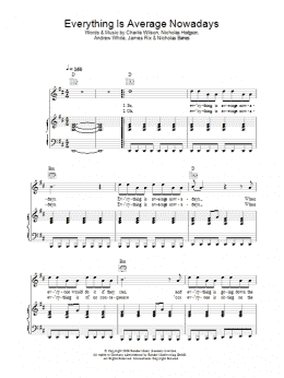 page one of Everything Is Average Nowadays (Piano, Vocal & Guitar Chords)