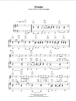 page one of Shelter (Piano, Vocal & Guitar Chords)