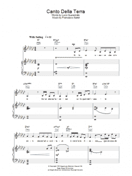 page one of Canto Della Terra (Piano, Vocal & Guitar Chords)