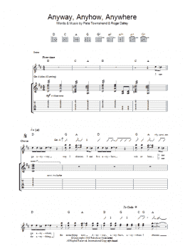 page one of Anyway, Anyhow, Anywhere (Guitar Tab)